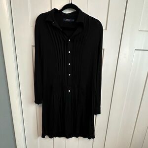 Polo Ralph Lauren Black Knit Pleated Drop Waist Dress - Size L